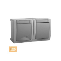 Комбинация розетки с заземлением и выключателем 1-кл. ViKO Pacific